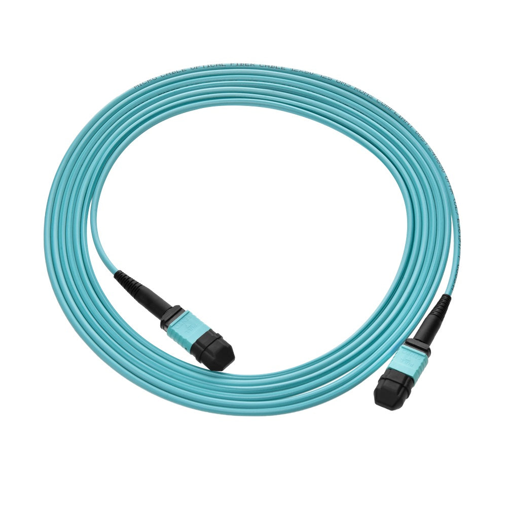 MPO OM3 Multimode 12-Fiber F to F Type B Aqua OFNR MPO OM3 Multimode 12-Fiber F to F Type B Aqua OFNR